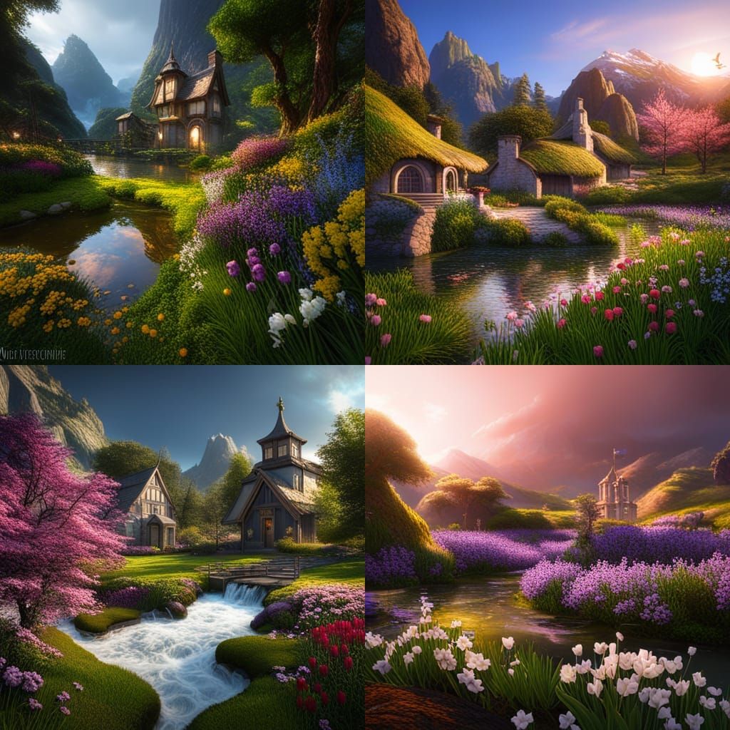 Fantastical Spring Flowers in Detailed Matte Painting