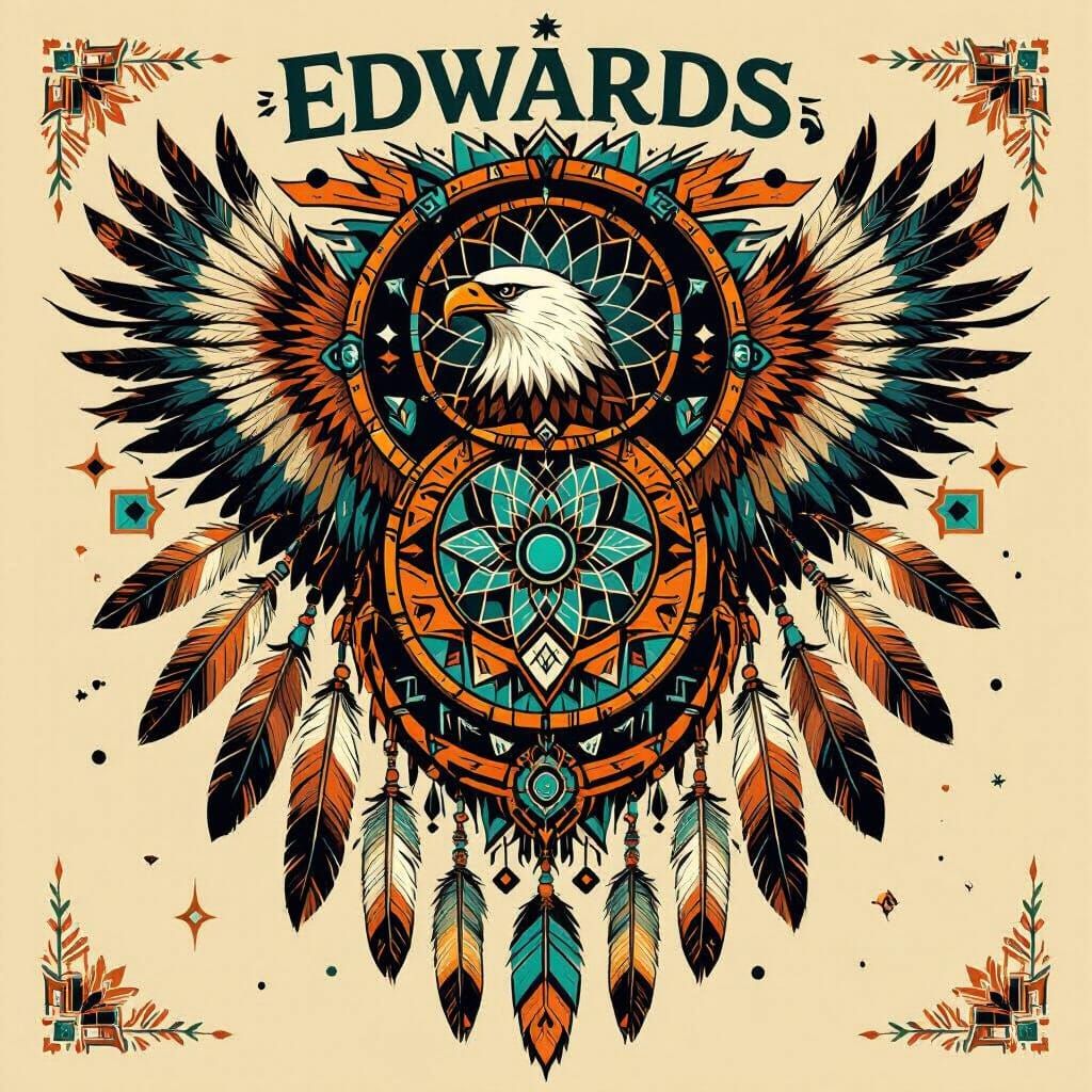 Indigenous-Inspired Coat of Arms with Dreamcatcher and Eagle...