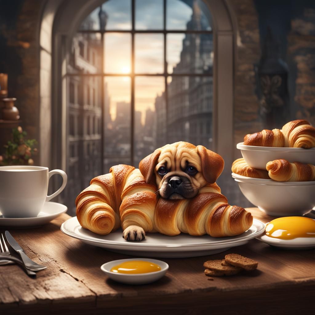 Puppy Croissant: A Delicious Digital Matte Painting