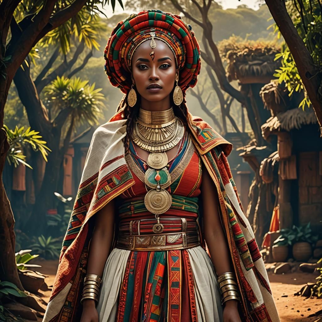 Ethiopian Girl in Traditional Habesha Kemis