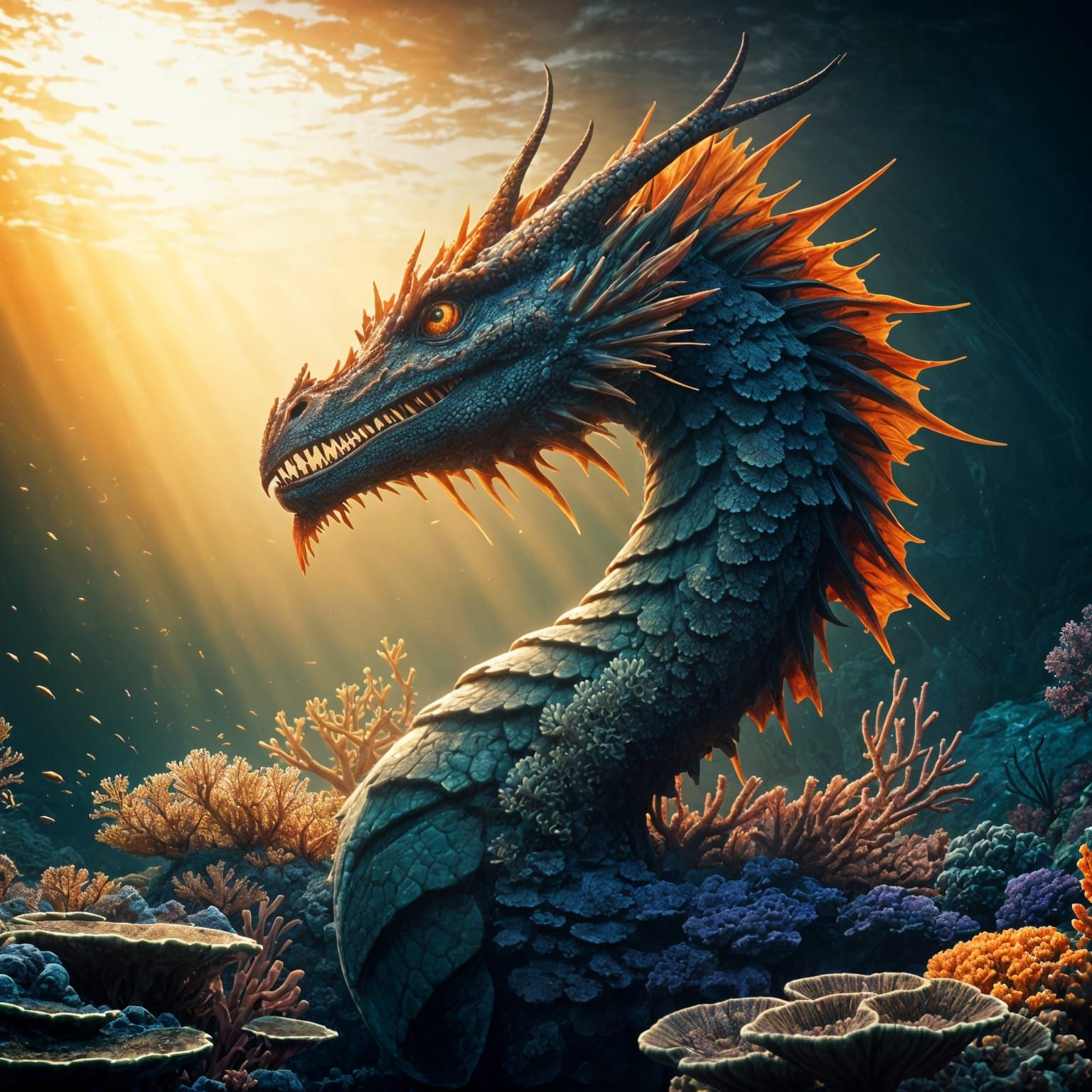 Coral Reef Sea Dragon Fantasy Concept Art