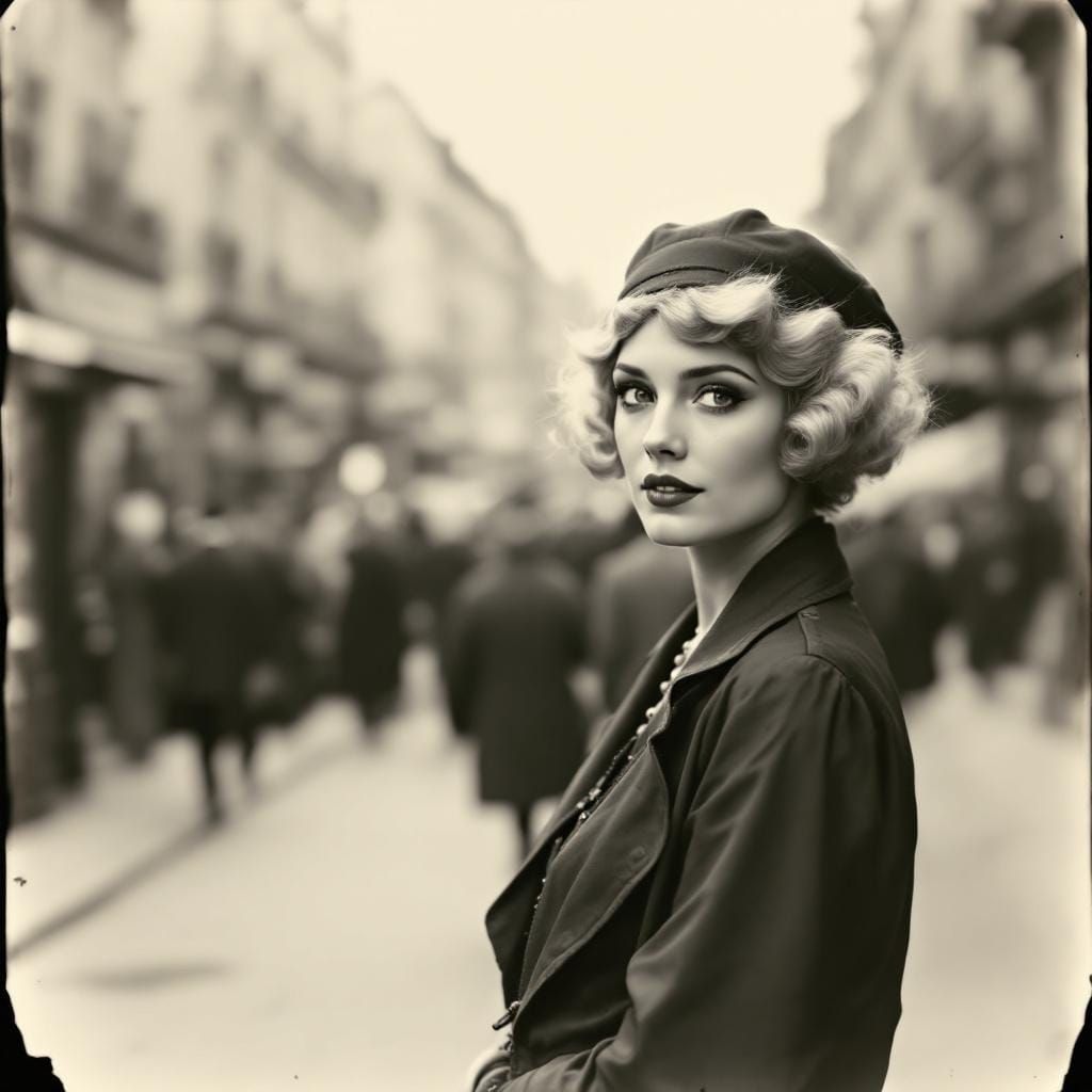 1920s Blonde Woman in Paris: Old Photography Portrait