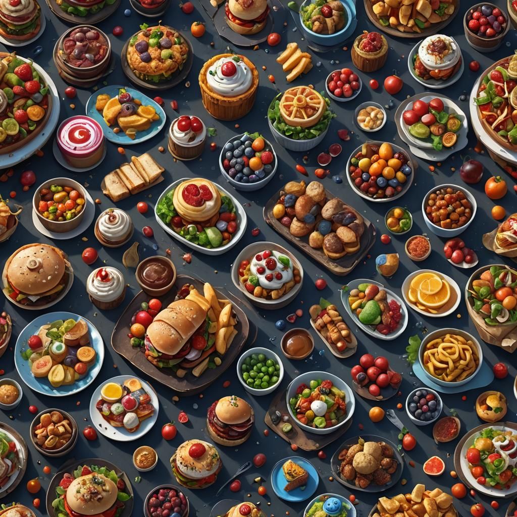 Fantastical Food in Detailed Matte Painting Style