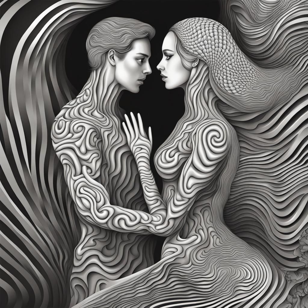 Optical Illusion: Man Touches Mysterious Woman in Zentangle ...