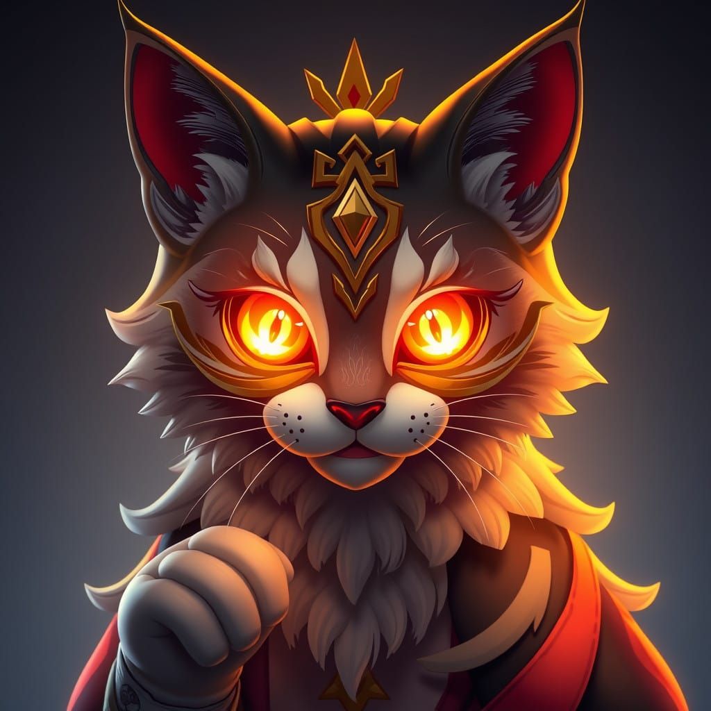 Regal Anime Feline in Vibrant 3D