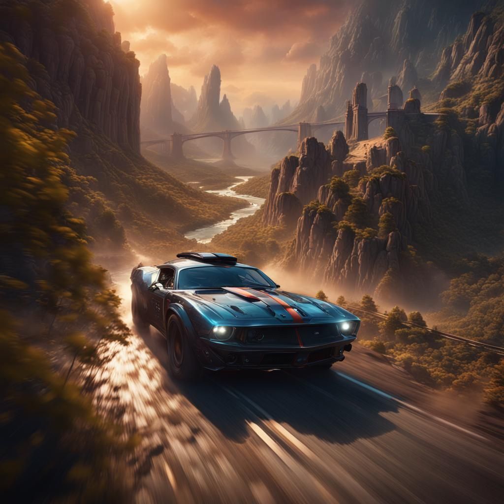 Motorcycle Racing Couple in Detailed Digital Painting