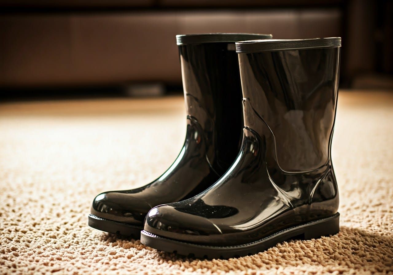 Vibrant Pop Art Boots on Beige Carpet