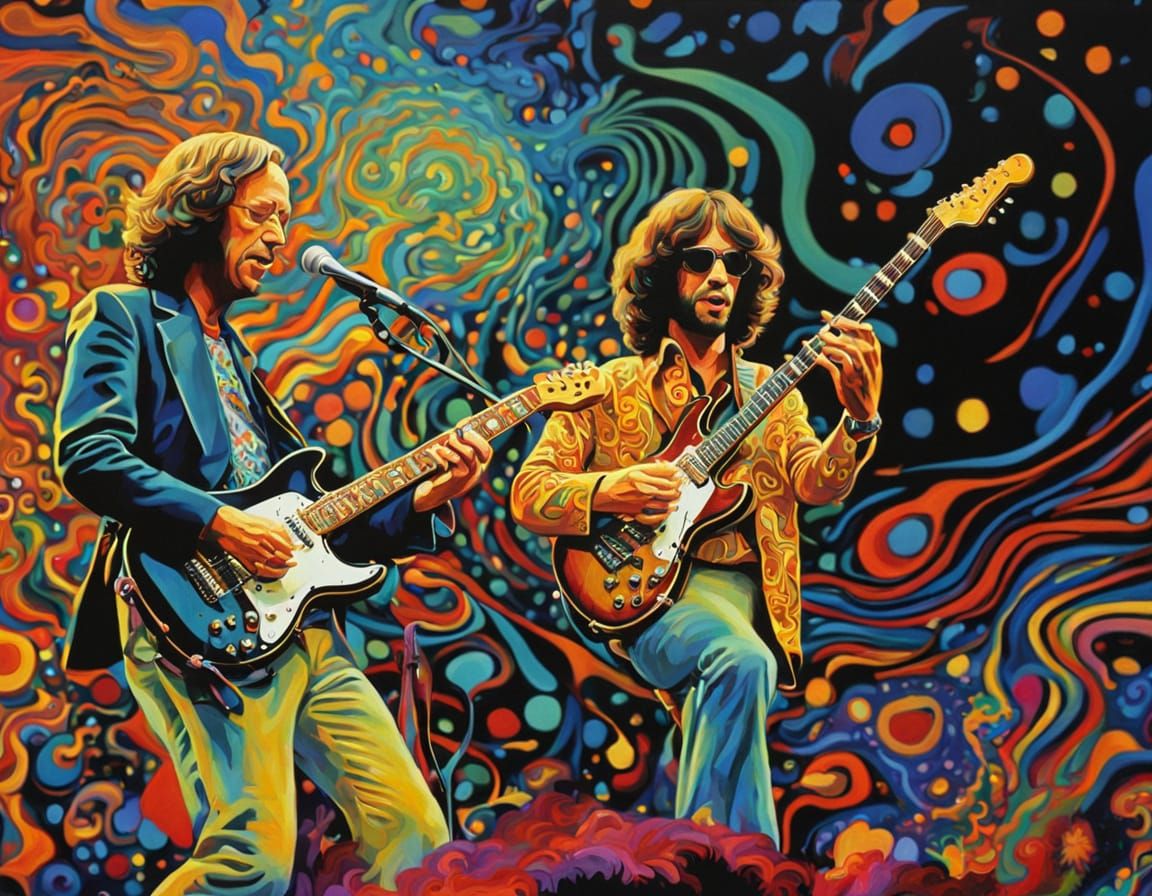 Psychedelic Rock Masters in Vibrant Oil Painting