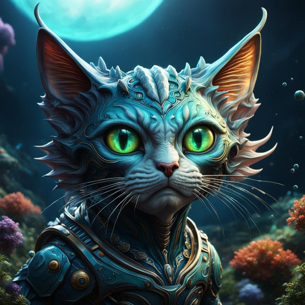 Cat-Fish Alien Hybrid in Detailed Digital Painting