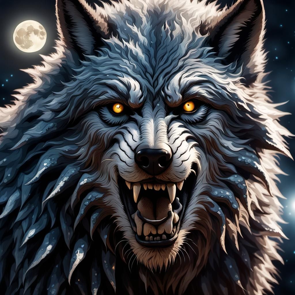 Ferocious Werewolf in Moonlight: Hyper-Realistic 8K