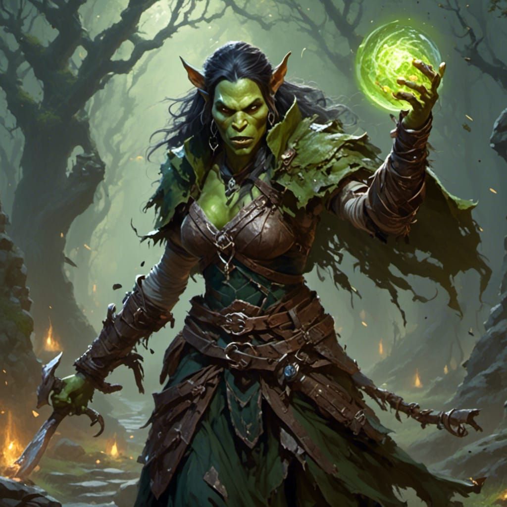 High Definition Female Half-Orc Wizard