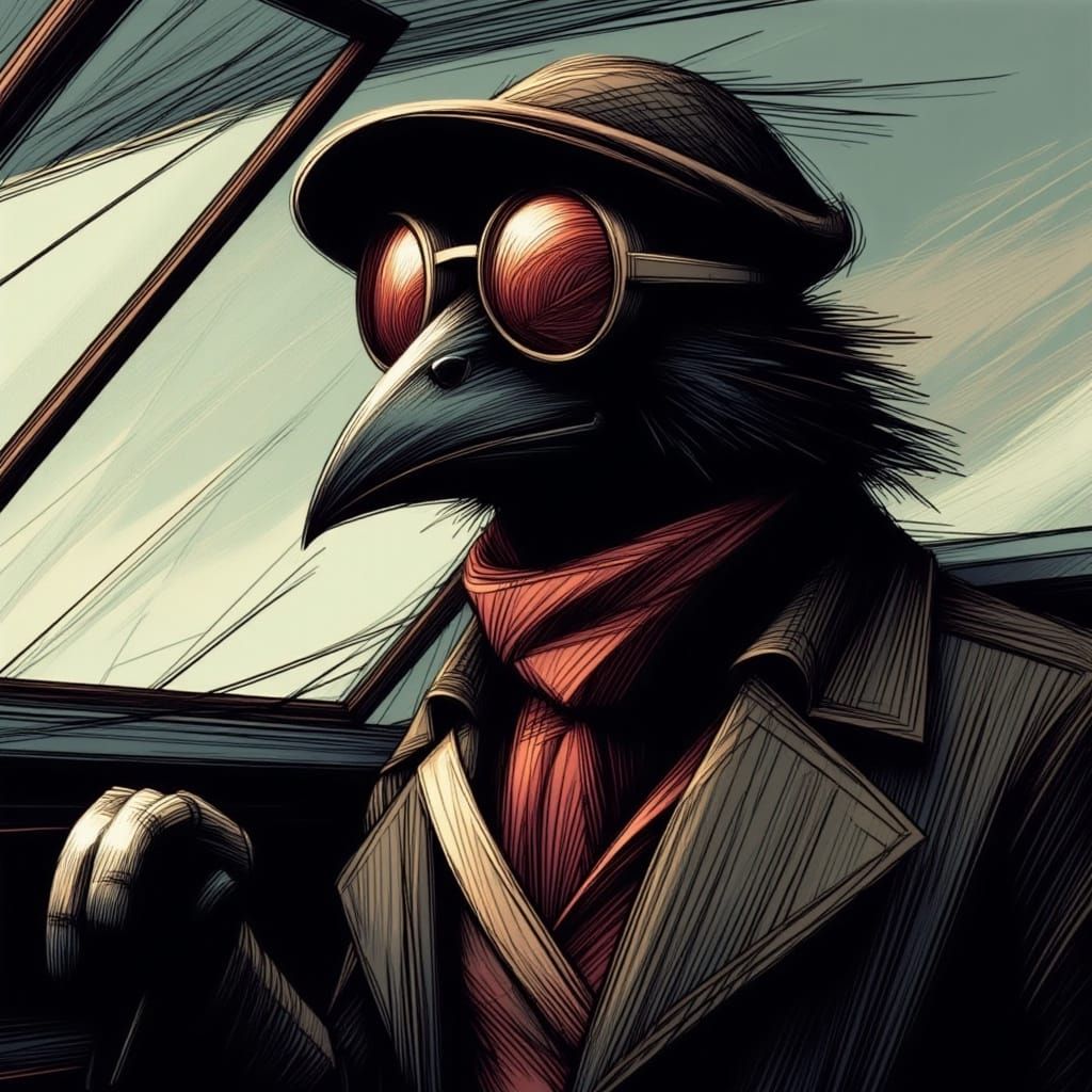 Vintage Aviator Mister Crow in a Biplane