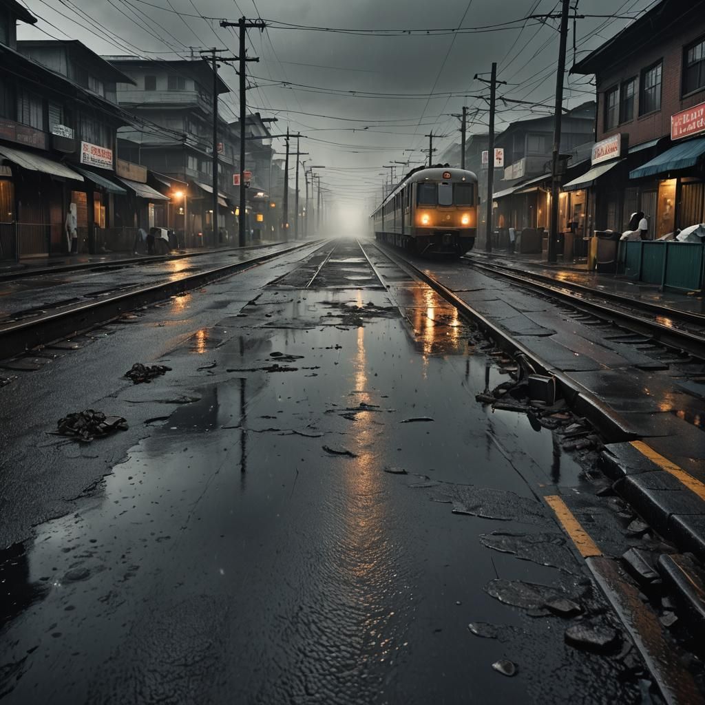 City Street Enveloped in Dark Mystique