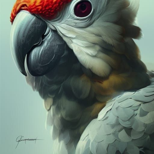 Detailed Cockatoo Portrait in Hyperrealistic Style