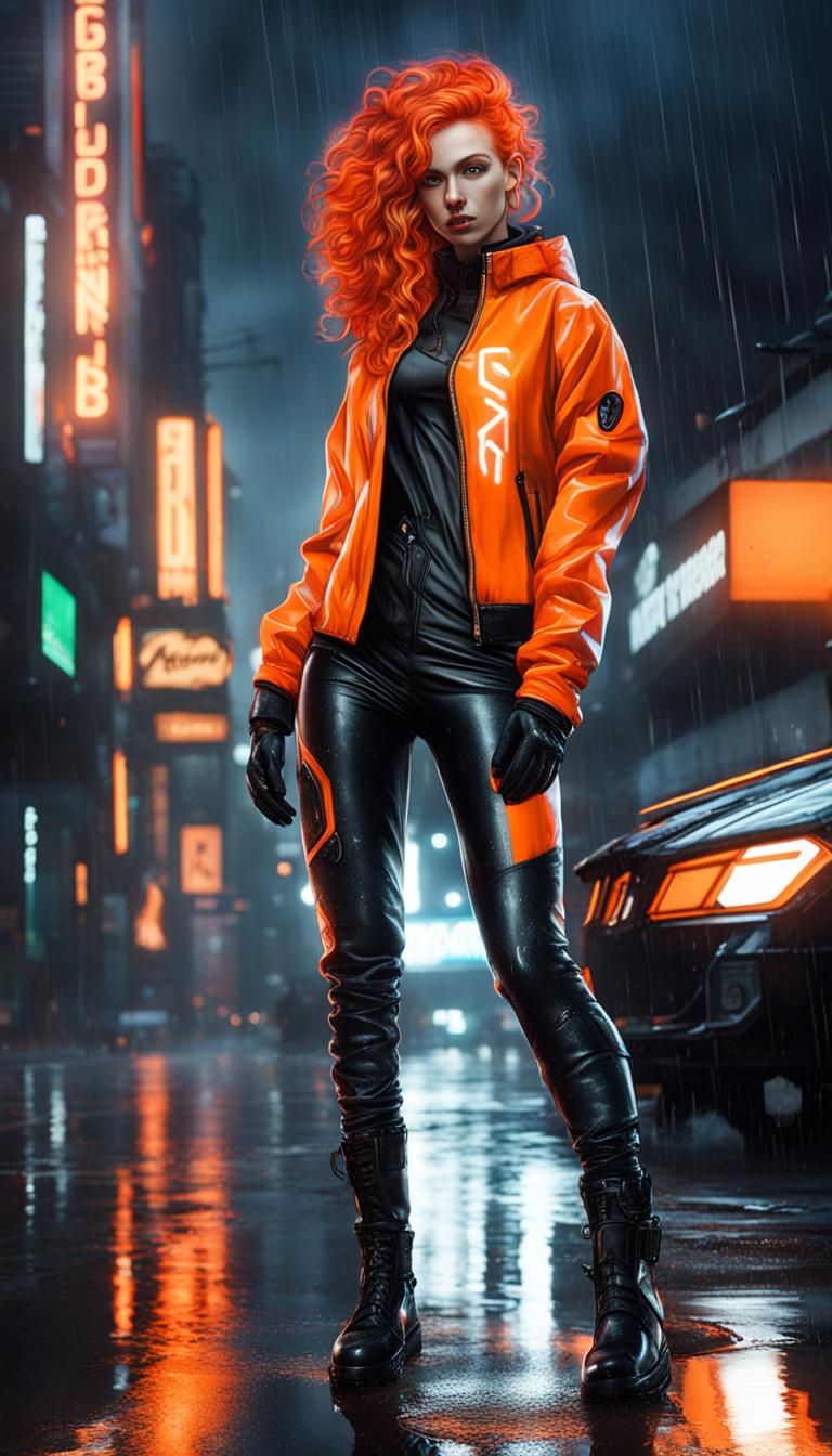 Cyberpunk orange - phone wallpaper