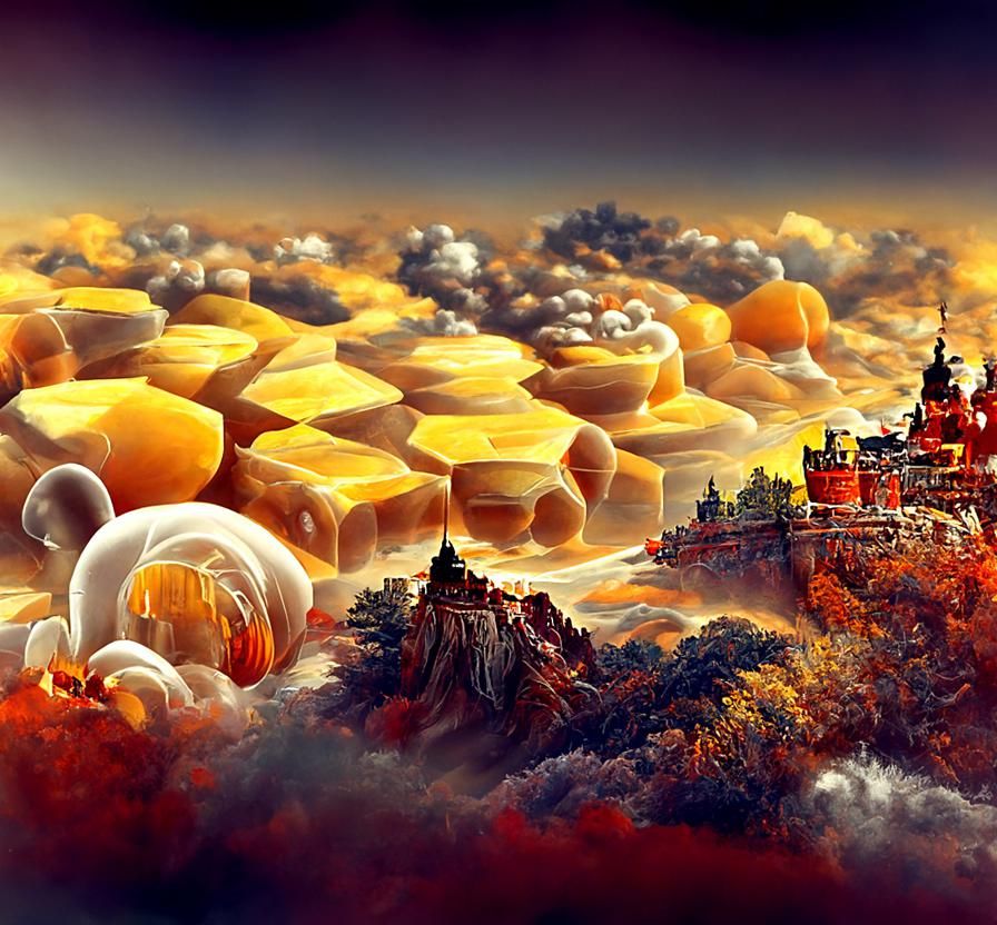 Honey Covered Castles: A Surreal Digital Illustration