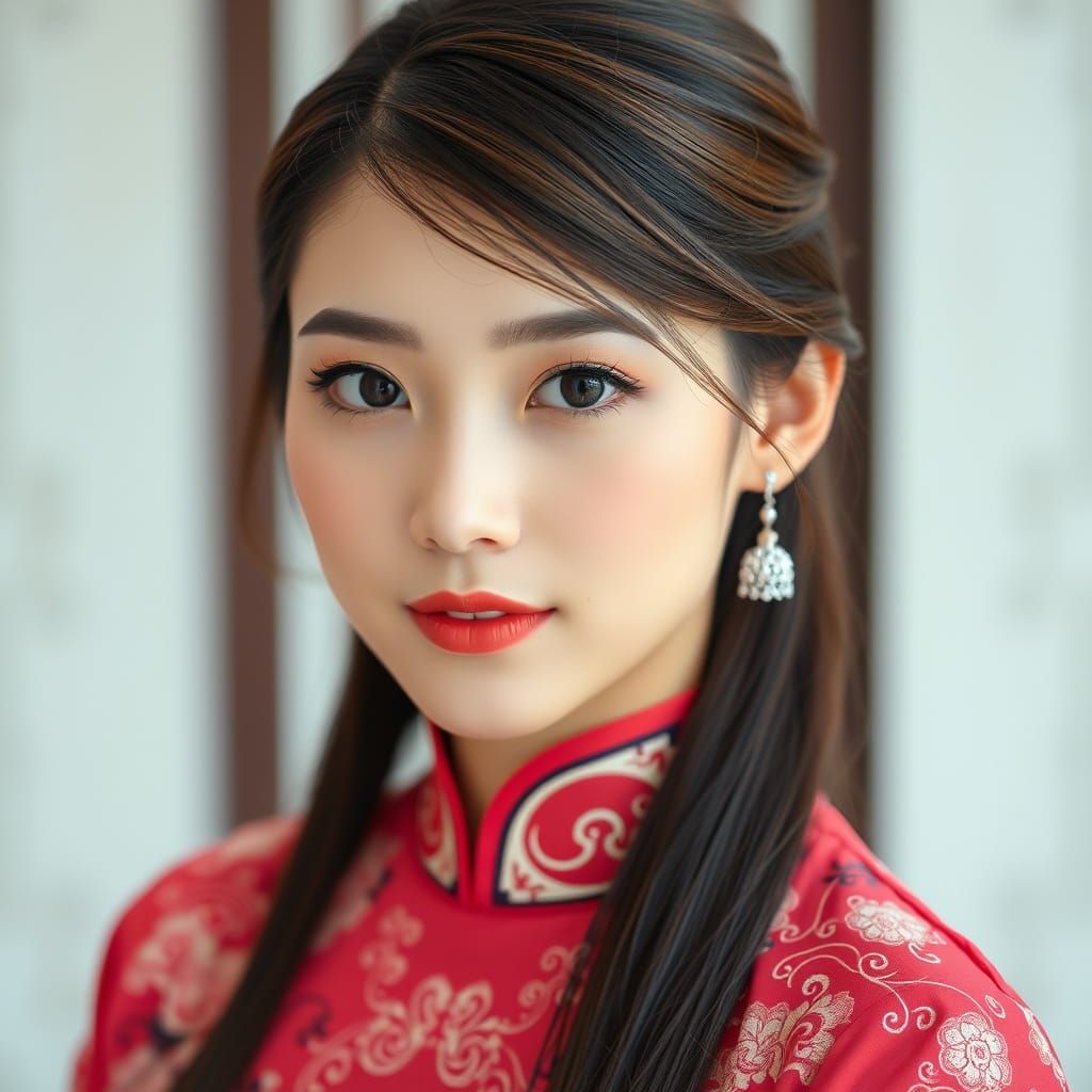 Modern Vietnamese Beauty in Elegant Ao Dai Attire