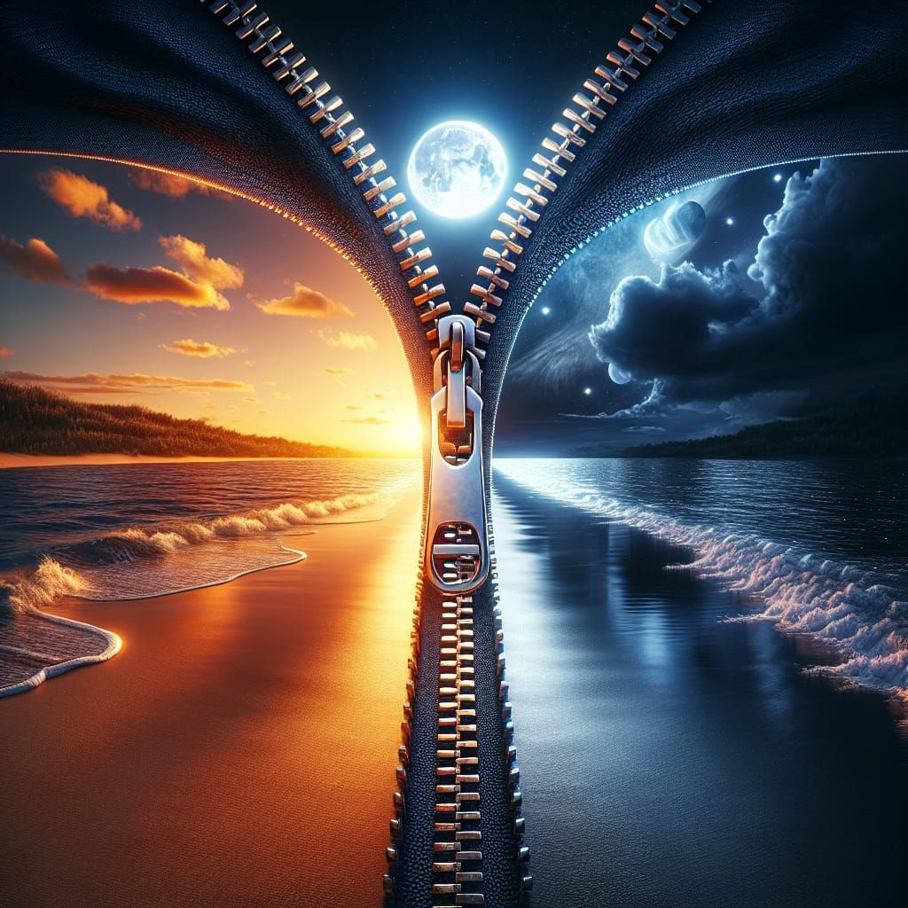 Surreal Zipper Separates Day and Night
