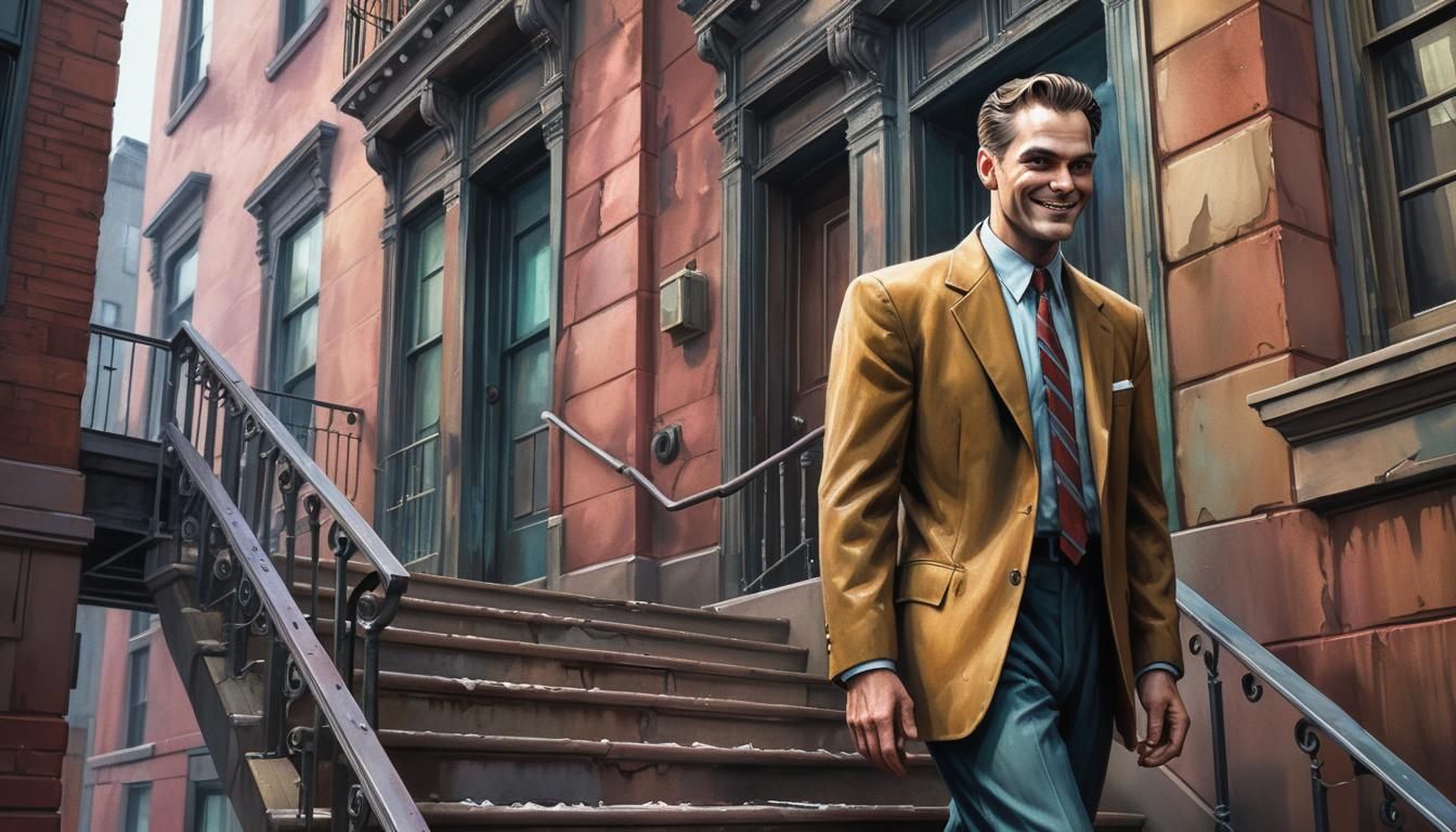 Ominous Retro Businessman in Film Noir Style