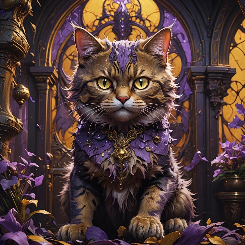 Hyperdetailed Scary Cat in Dark Fantasy Style
