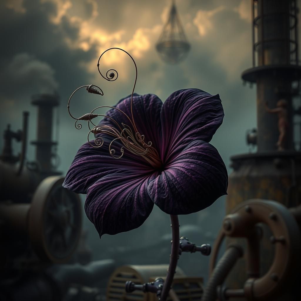 Steampunk Flower with Intricate Metallic Filaments