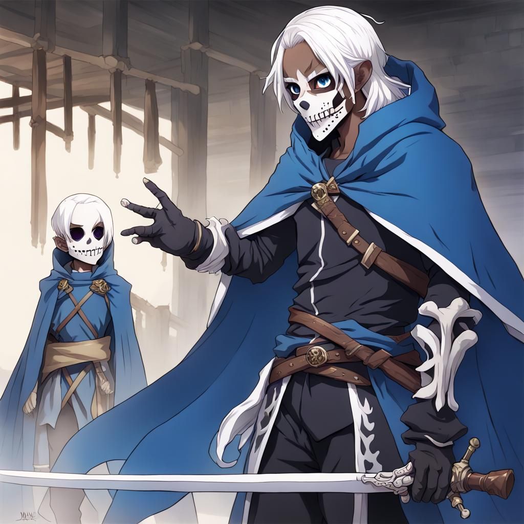 Anime Style Halfling Rogue with Skeleton Mask