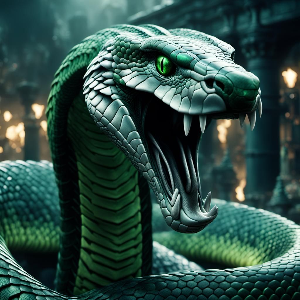 Dramatic Green and Silver Cobra Strikes