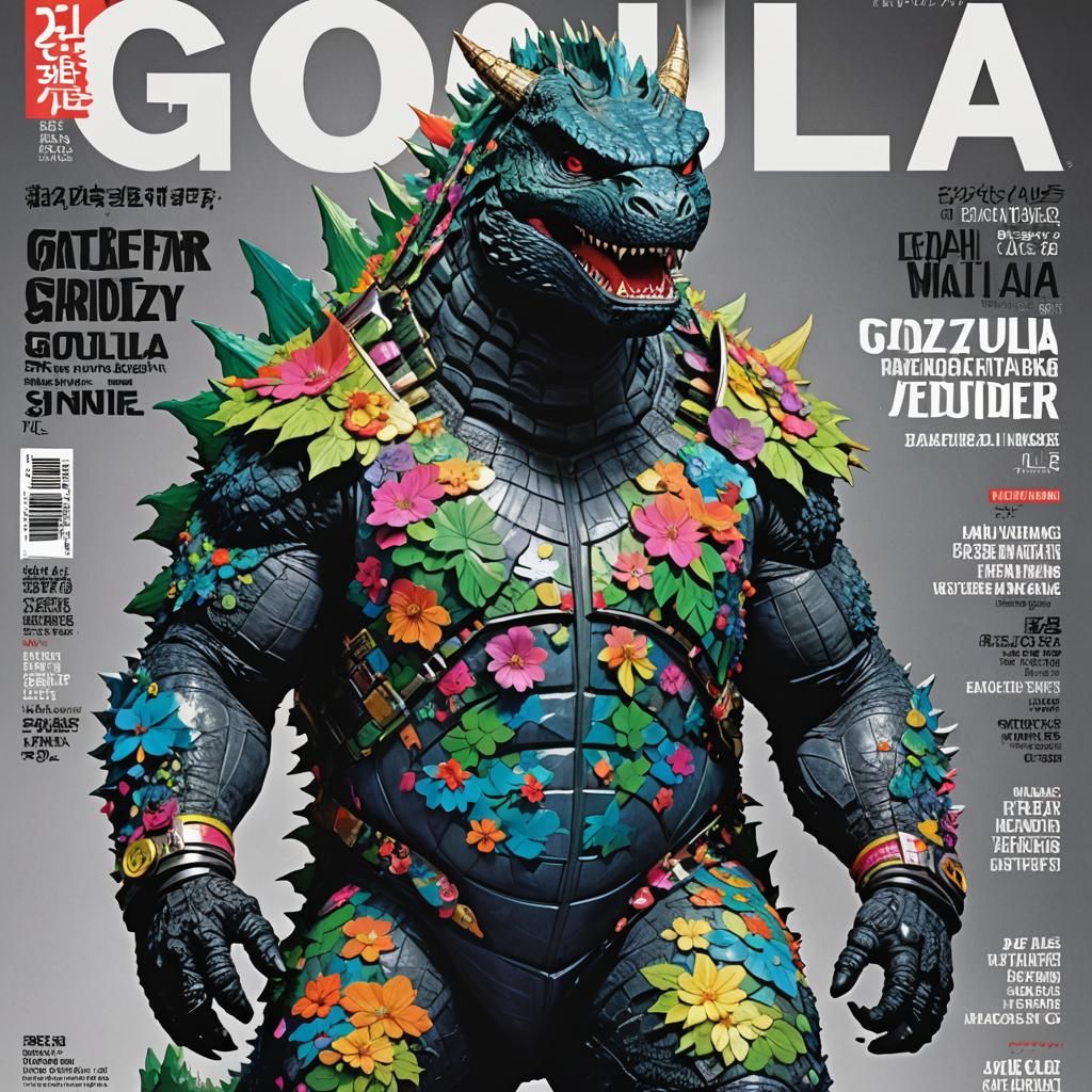 Godzilla in Decora Style: Fashion Magazine Cover