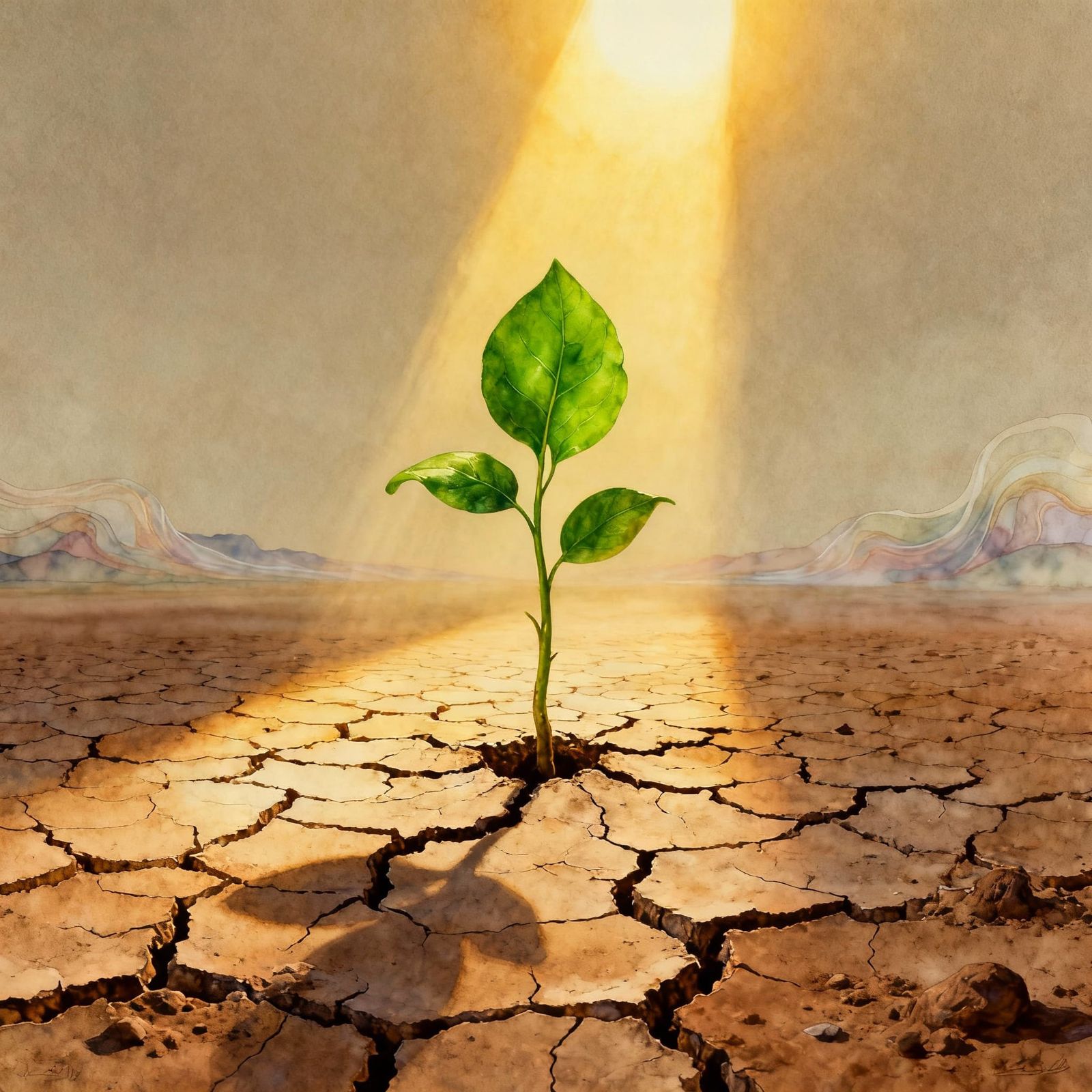 Resilient Green Sapling in Sunbeam