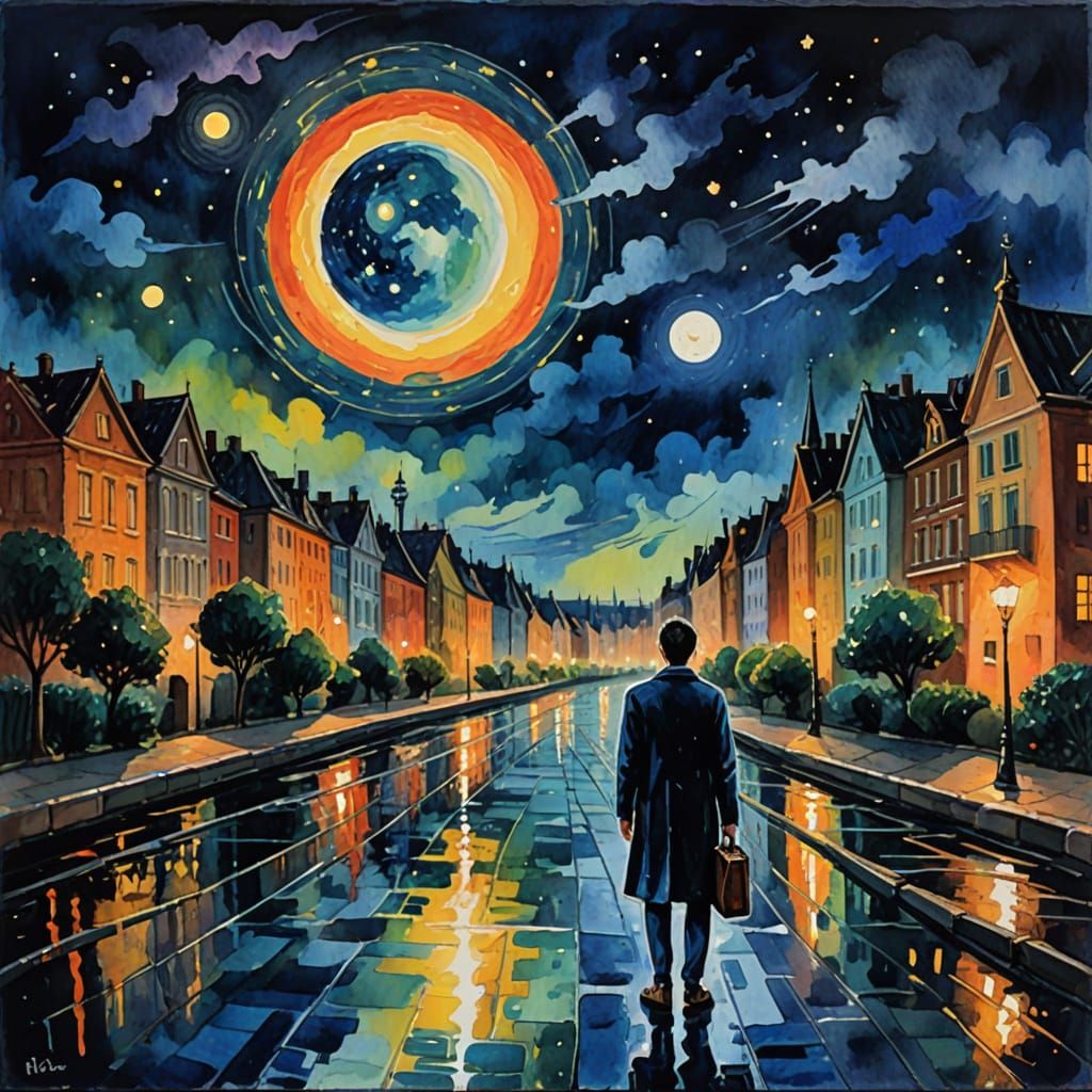 Day and Night Bring Pain in Gouache Style