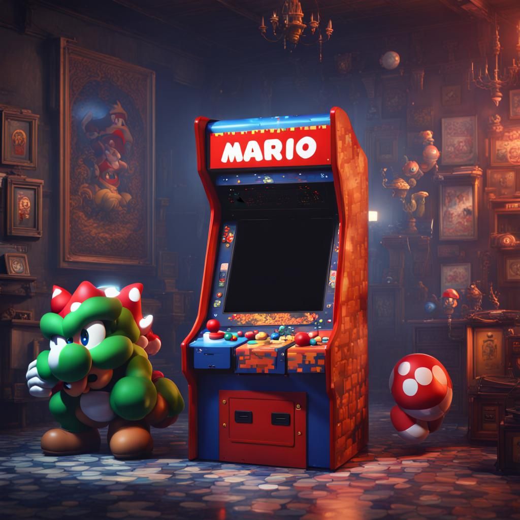 Arcade Machine Generates Pixel Mario: Fantasy Concept Art
