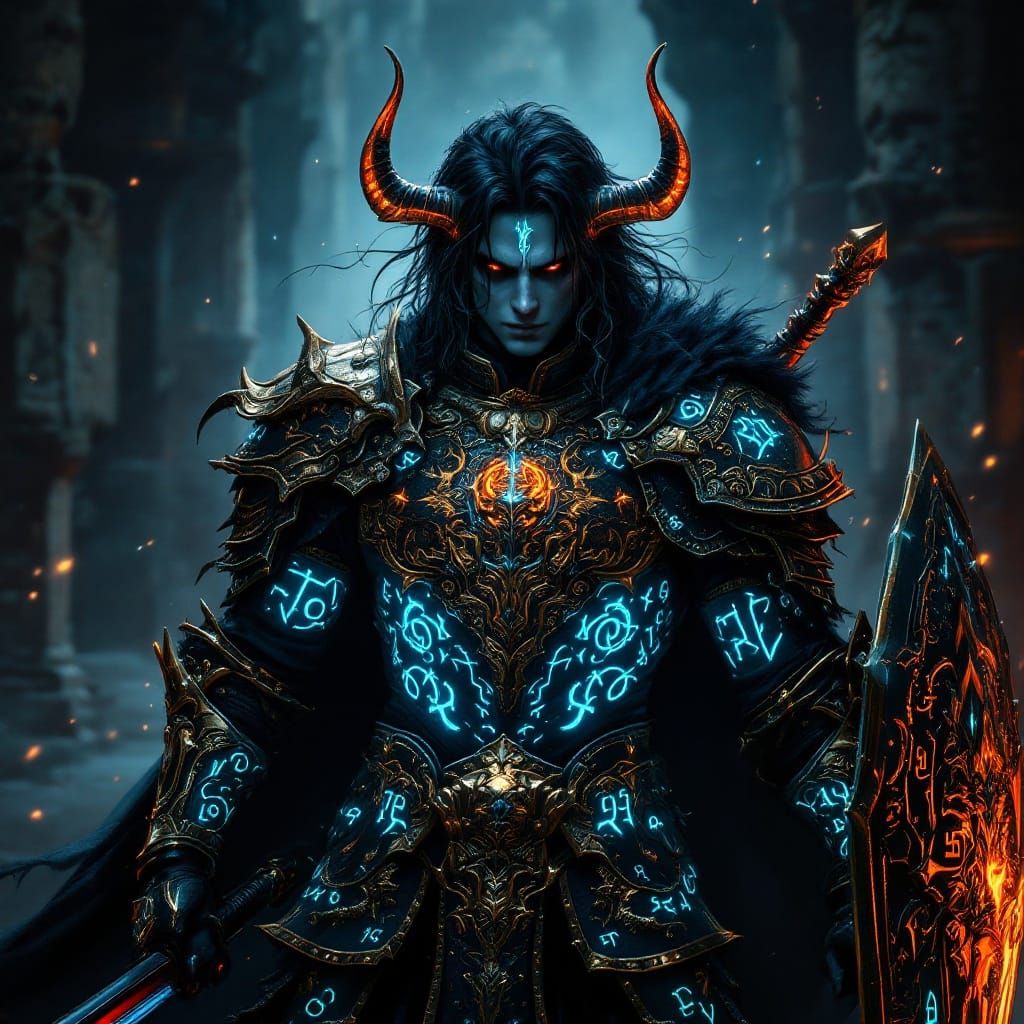 Gothic Warrior in Golden Armor