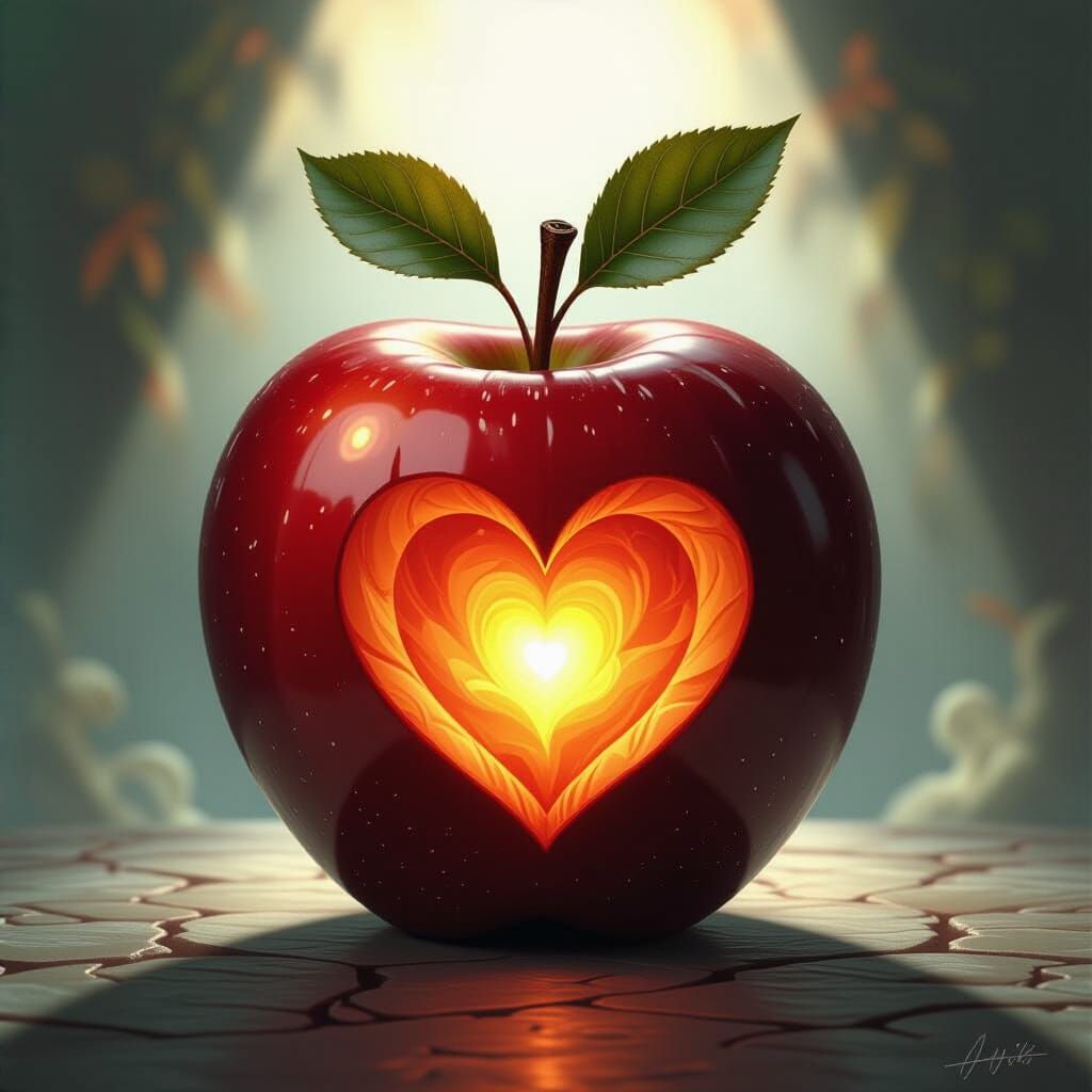 Fantastical Apple with Glowing Heart Carving