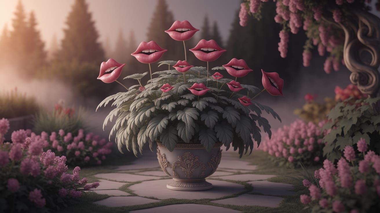 Ethereal Fantasy Potted Plant in Golden Light