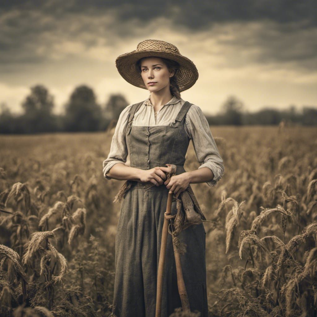Enlightenment Age: Female American Farmer in Field