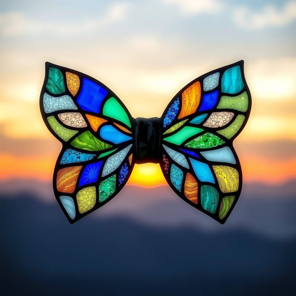 Stained Glass Bowtie in Art Nouveau Style