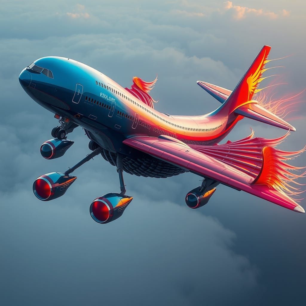 Monstrous Biomechanical Airplane with Organic Design