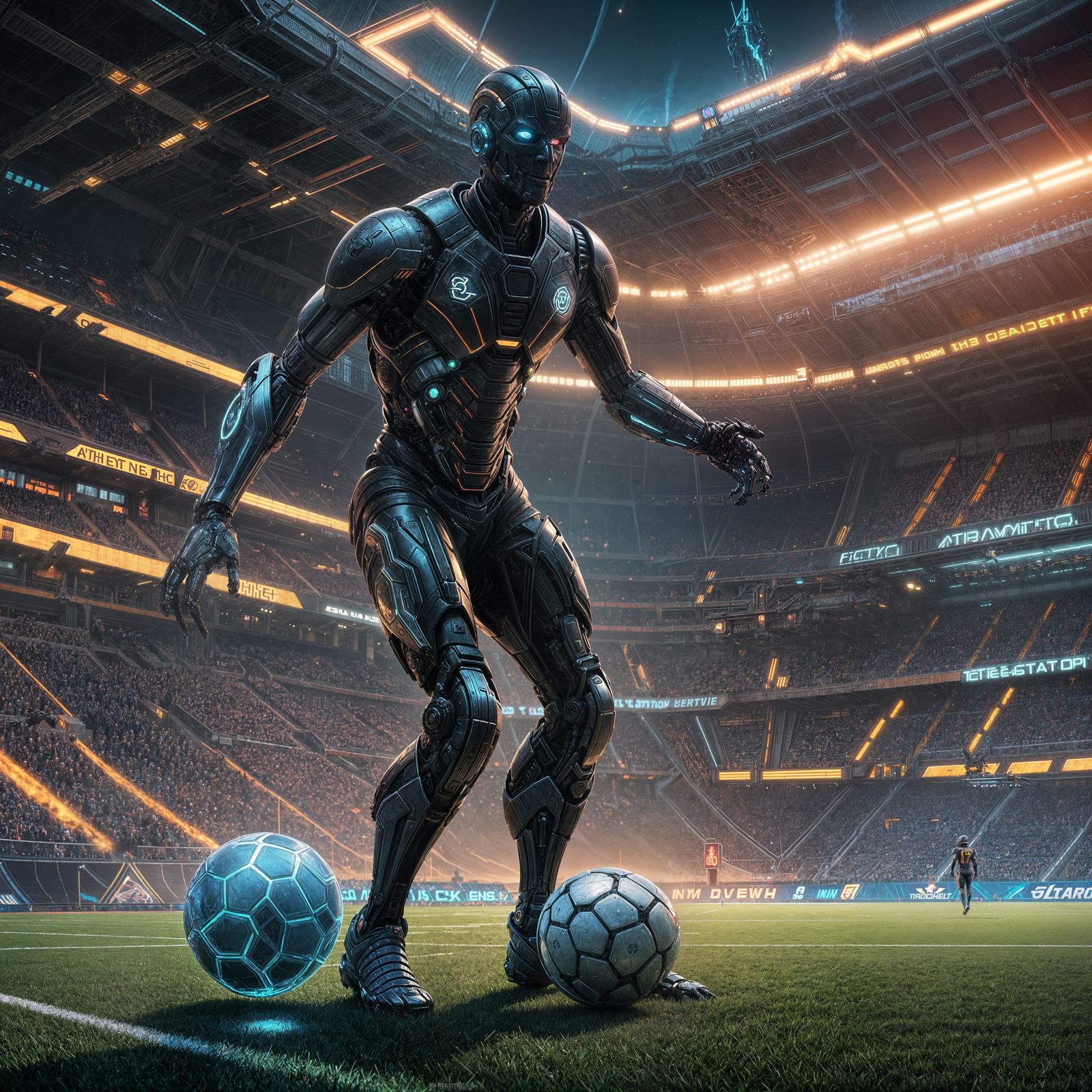Cybernetic Devil Football in Detailed Digital Painting
