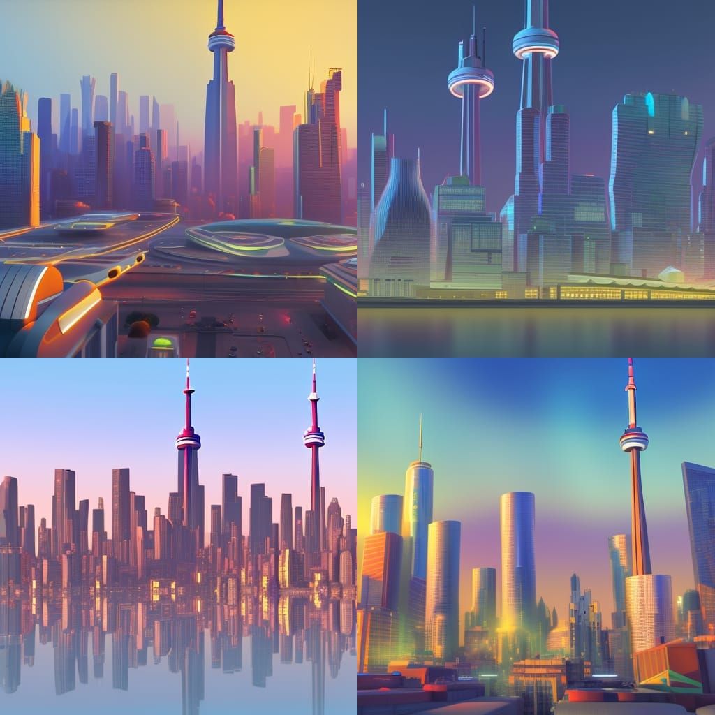 Futuristic Toronto Skyline in 3D Digital Art