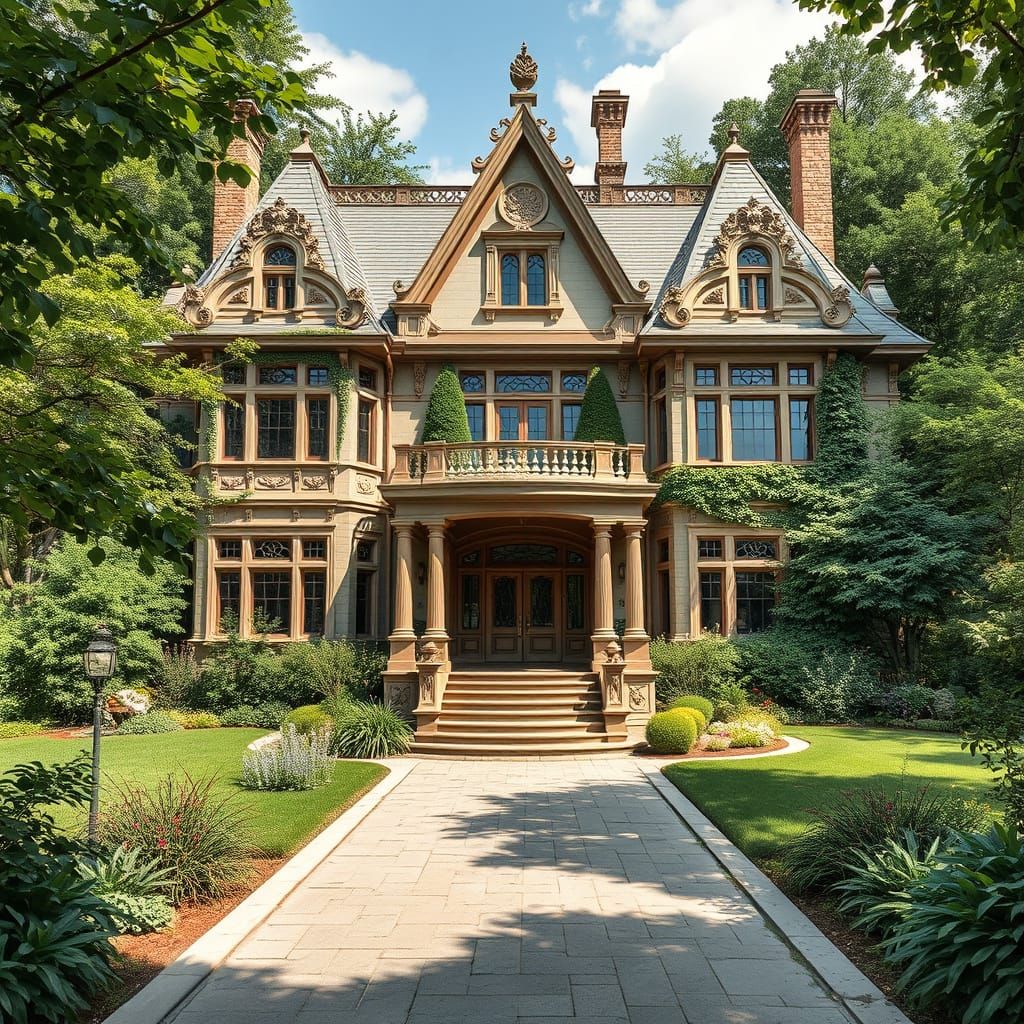Elegant Beaux-Arts House Surrounded by Greenery