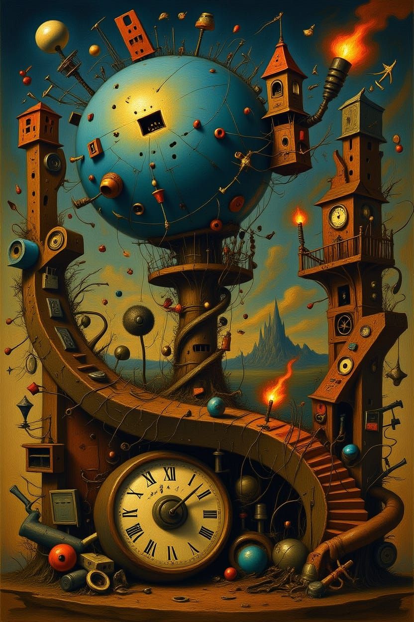 Surreal Catastrophe in Detailed Dada Art Style