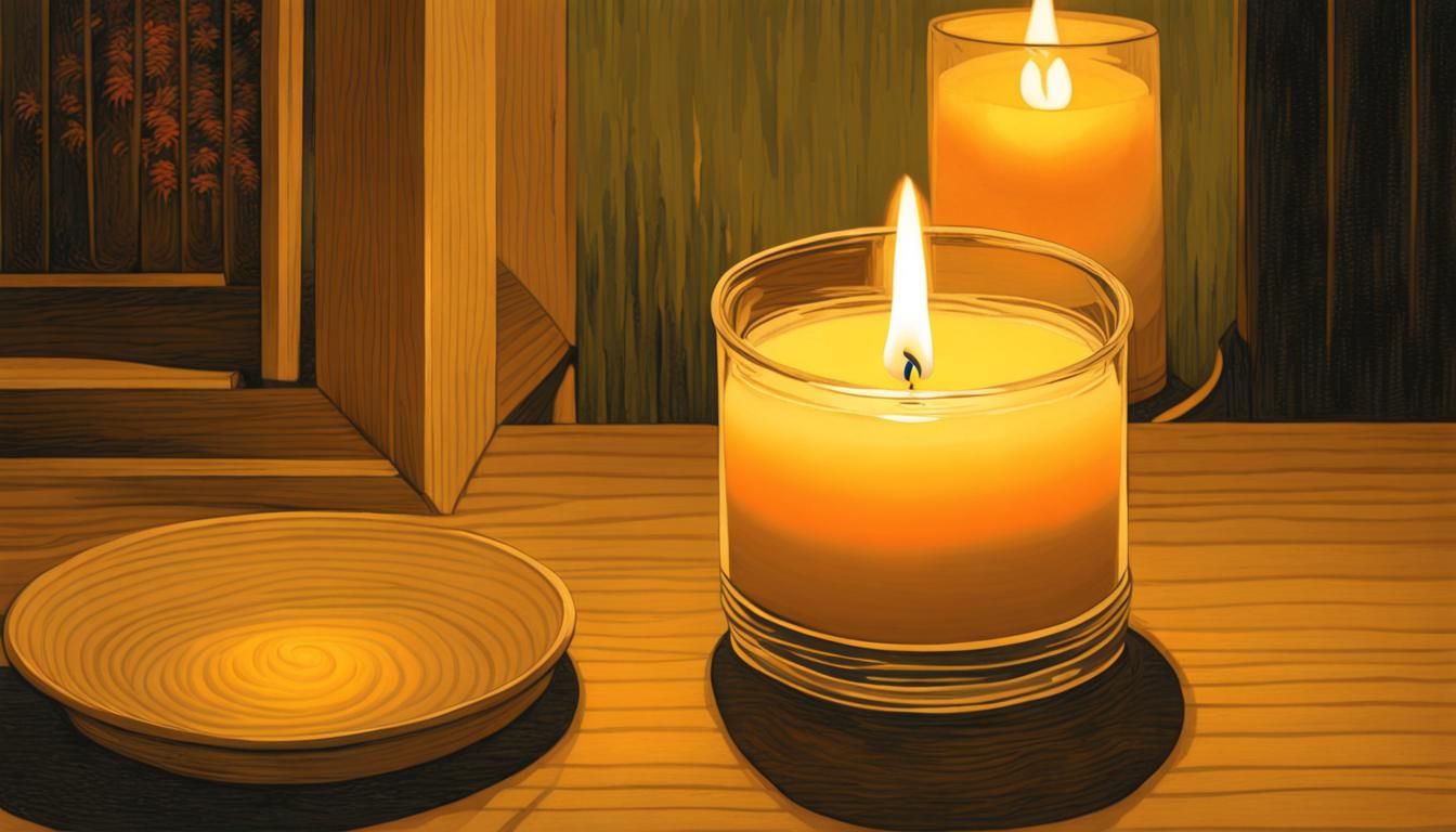 16k resolution, art by Hasui Kawase, Vincent van Gogh, Wassily Kandinsky. Candle flames, delicate flicker, soft glow, tr...