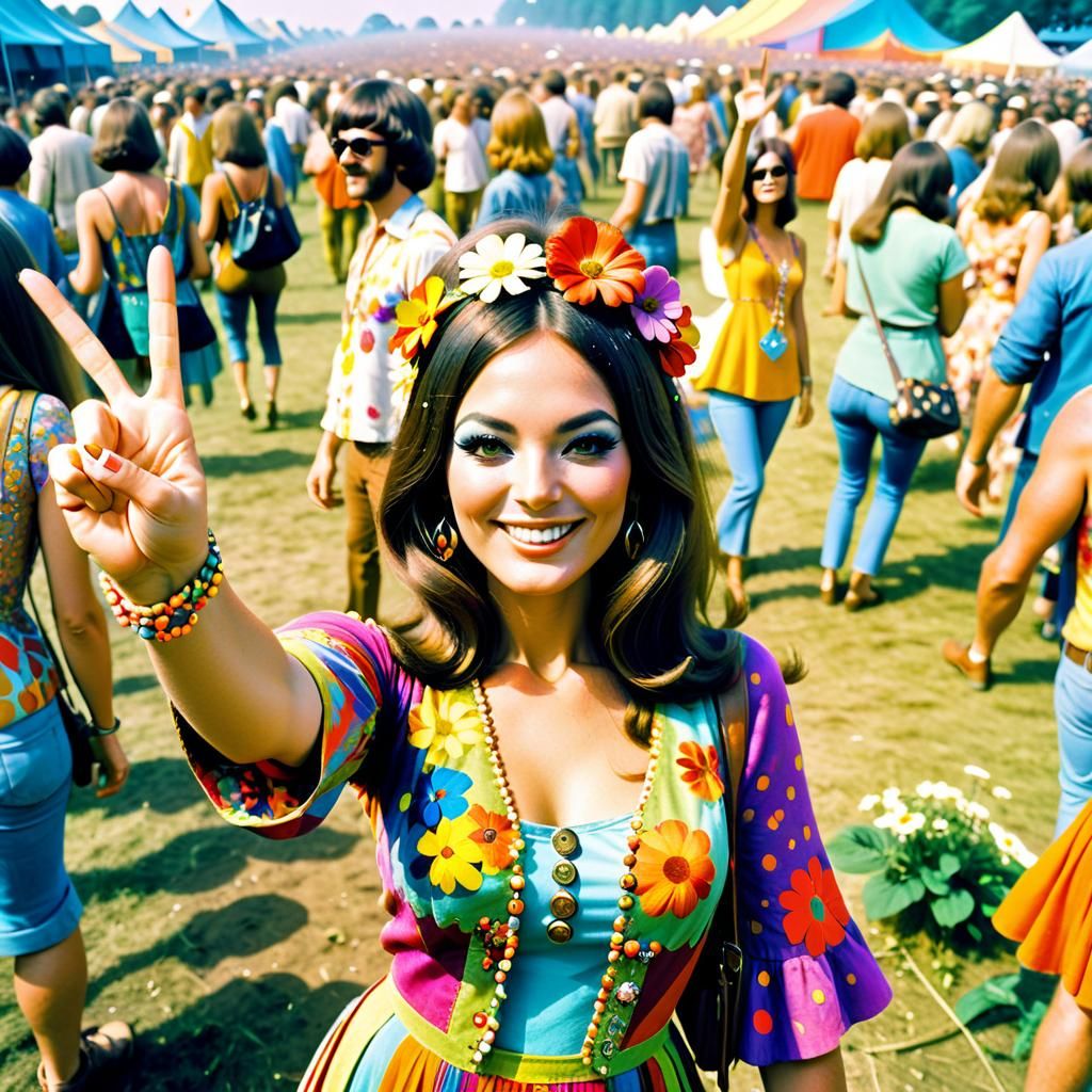 Groovy Flower Child at Woodstock Festival
