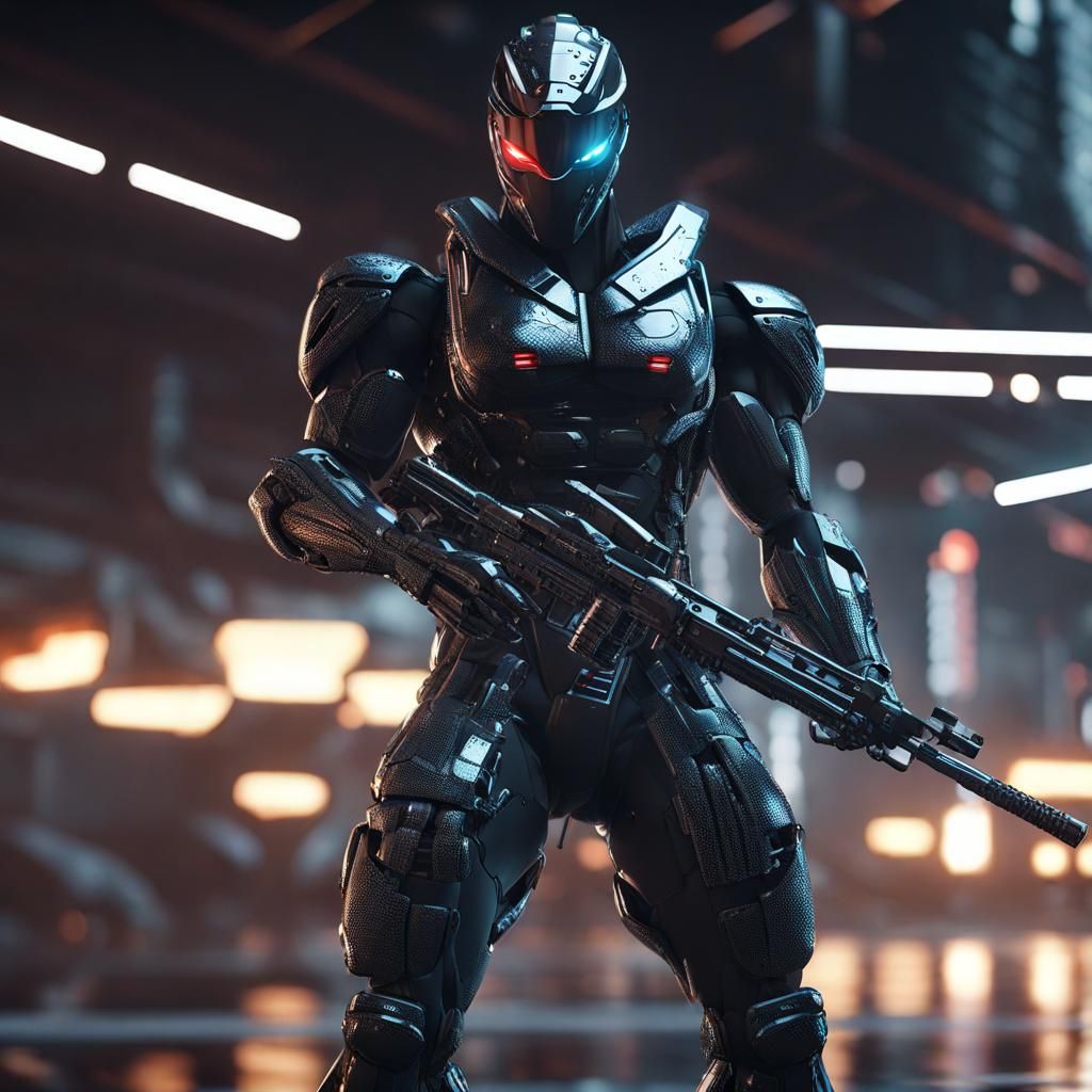 Robotic Ninja Snake Eyes in Sci-Fi Cinematic Scene