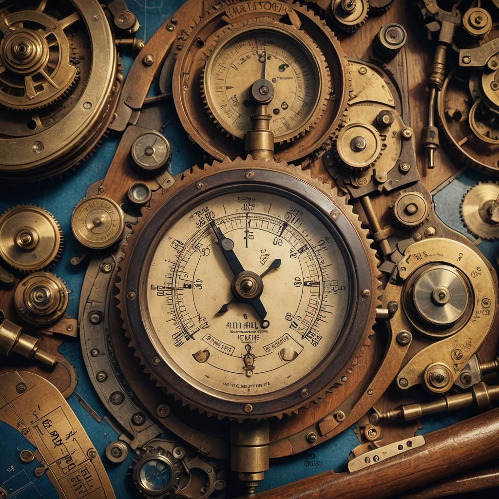 Antique Pressure Gauge Concept Art in Steampunk Style