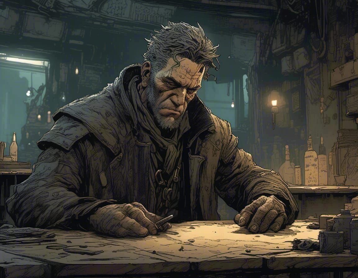 Battle-Scarred Mercenary: A Portrait of Responsibility