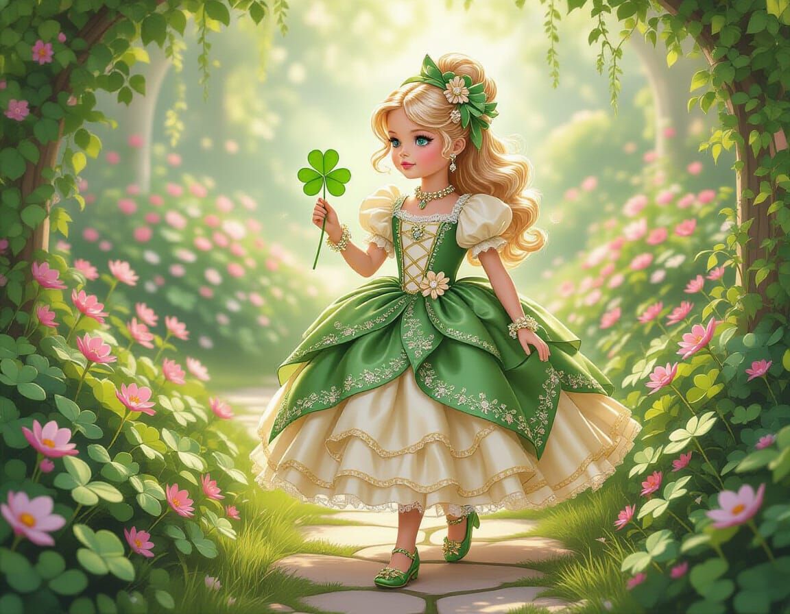Barbie Celebrates St. Patrick's Day in Surreal Garden
