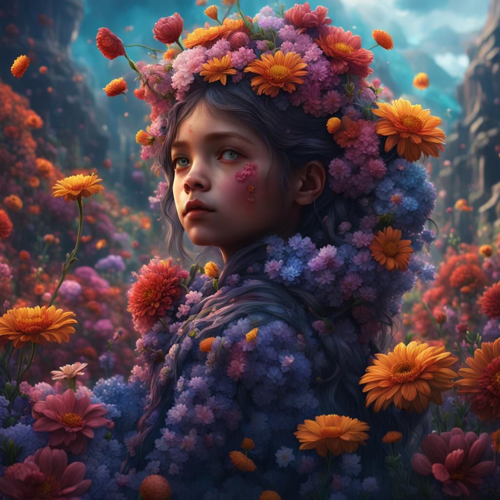 Floral Girl: Fantasy Concept Art in 8k
