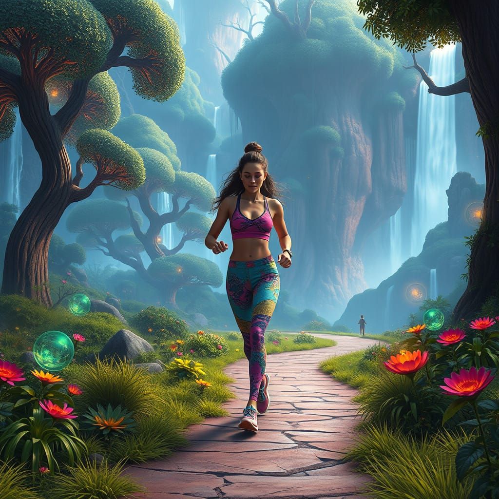 Fantastical Morning Runner in Vibrant Landscape