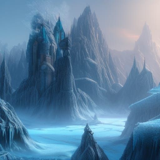 Frozen Wonderland: Detailed Matte Painting in Deep Color